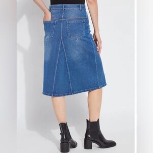 NWT LYSSE New York Blue Denim A-Line Midi Skirt Women S
